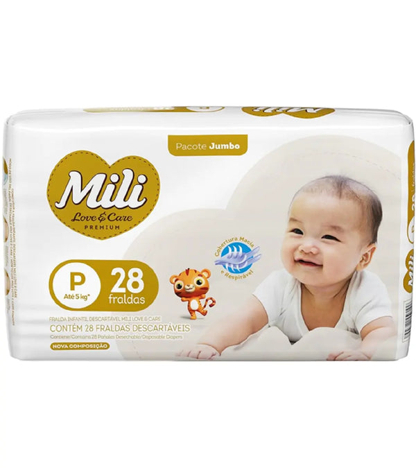 FRALDA MILI LOVECARE JUMBO TAM(P) 28 UN