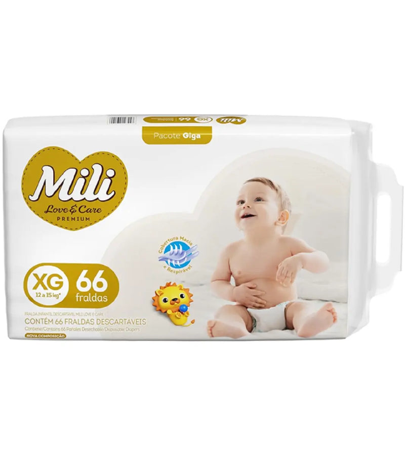 FRALDA MILI LOVECARE GIGA TAM(XG) 66 UN