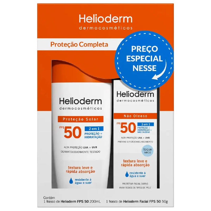 KIT HELIODERM PROTETOR SOLAR FPS50 200ML + FACIAL FPS50 50G